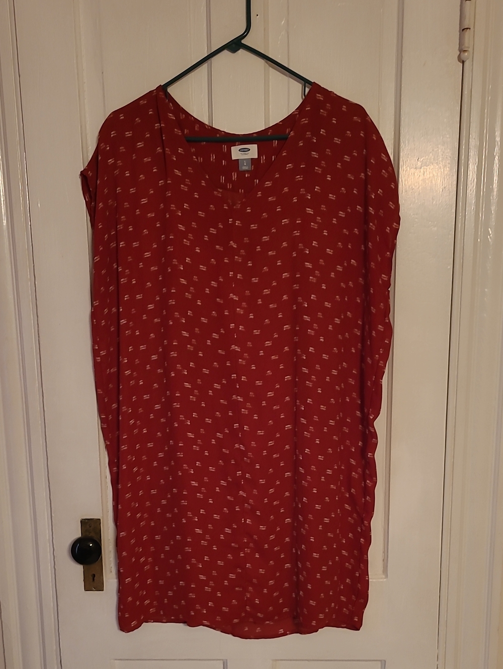 Old Navy Red Printed Long Sleeve Shift Dress